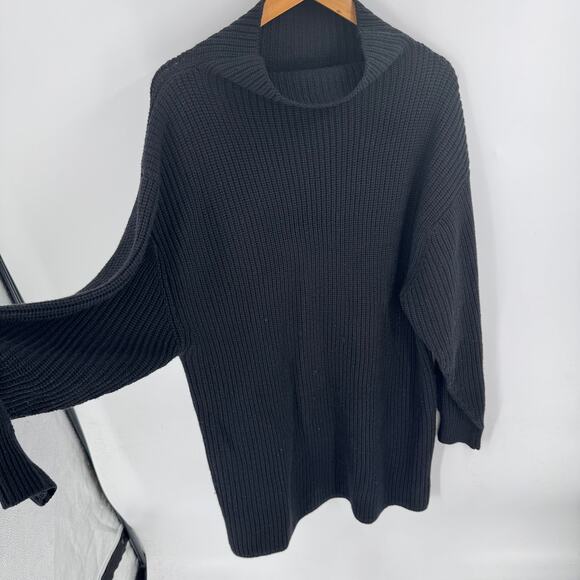 Wilfred Black Sweater Dress XL Long Sleeve Ribbed Knit Minimalist Winter Cozy - Picture 5 of 9